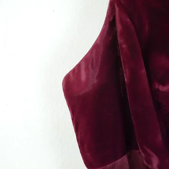 Vintage Morgan & Co Prom Dress 5 6 Burgundy Maxi Gown Velvet Regency Goth Y2K - Picture 10 of 11